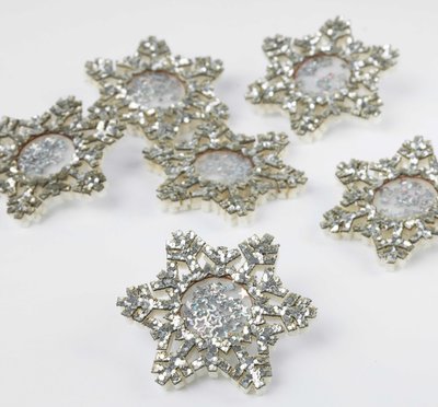 Патч шейкер декор серединка для заколок и бантиков Снежинка серебро, набор 20 шт () 980 фото