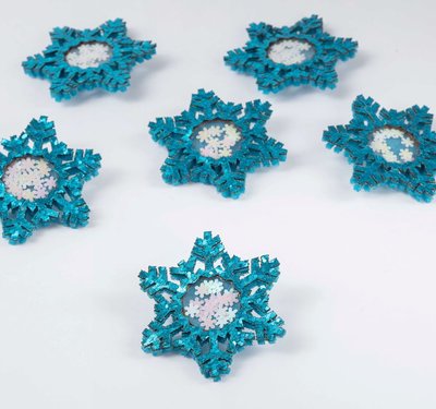 Патч шейкер декор серединка для заколок и бантиков Снежинка голубая, набор 20 шт () 981 фото